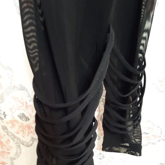 SALE EUC Black Leggings/mesh/sheer bottoms Sz S - Picture 3 of 12